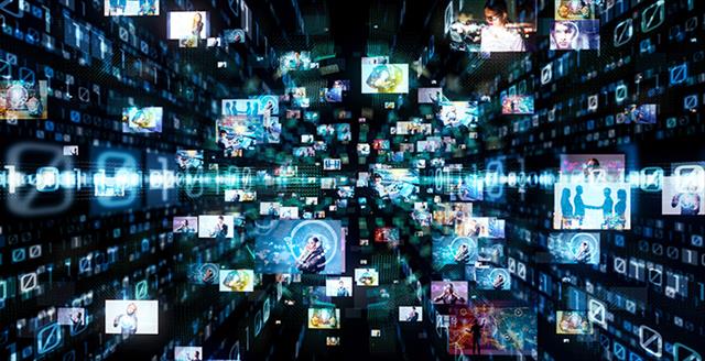 graphic representation of many video screens