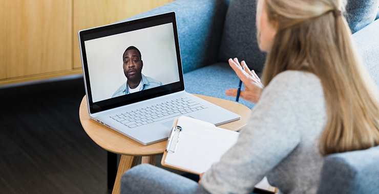 patient and client in the middle of a telehealth appointment