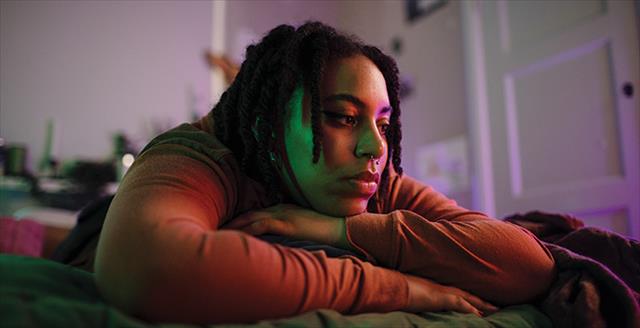 young woman looking sad
