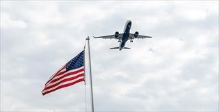 airplane and american flag