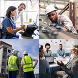 collage of people in various work settings