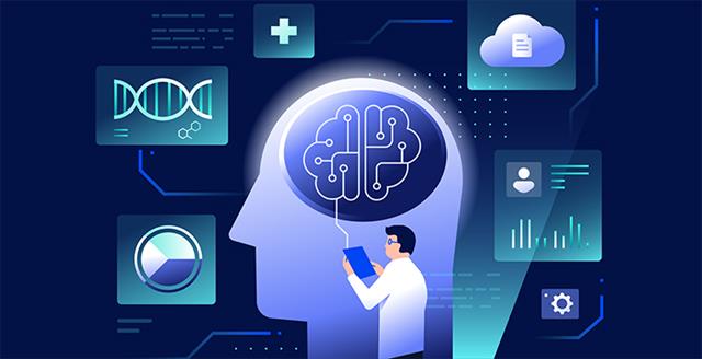 graphic of researcher and a head