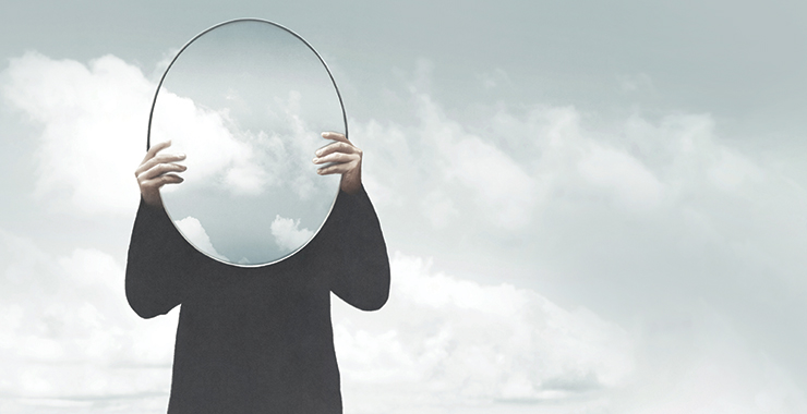 cloud reflection in mirror