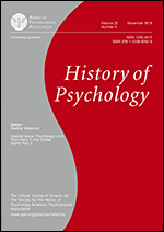Cover of Psychology and Psychiatry in the Global World, Part II (special issue of History of Psychology, November 2019)