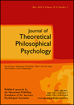 Cover of Indigenous Psychology (special issue of Journal of Theoretical and Philosophical Psychology, May 2019)