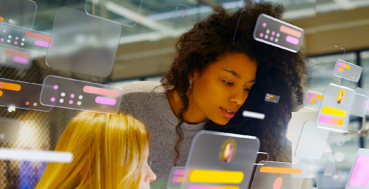 young women working with technology