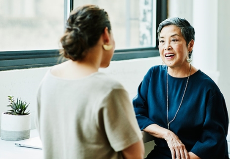 Two women talking