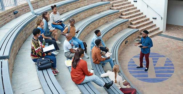 professor and students in a lecture class