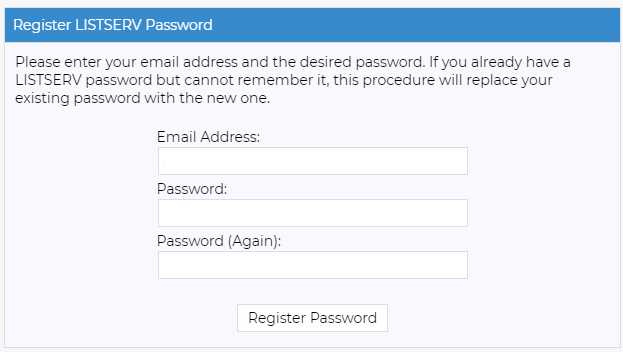 Listserv figure 2: Password