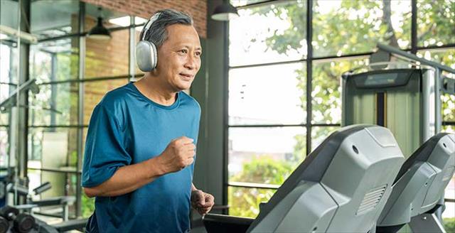man running on a treadmill