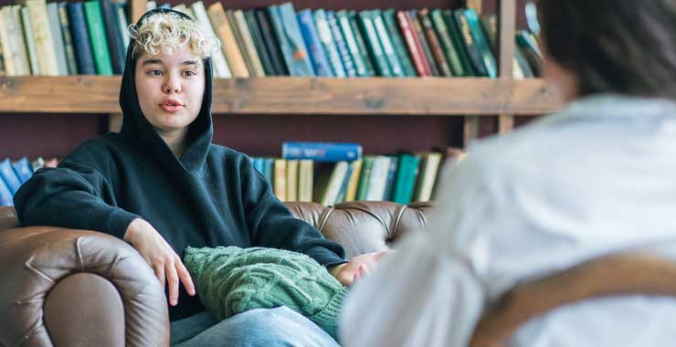 young client and therapist