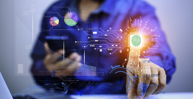 Illustration of the integration of AI in business and technology